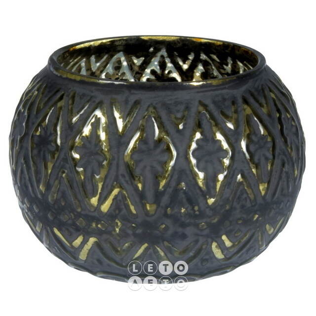Стеклянный подсвечник Форетто 10 см черный Koopman