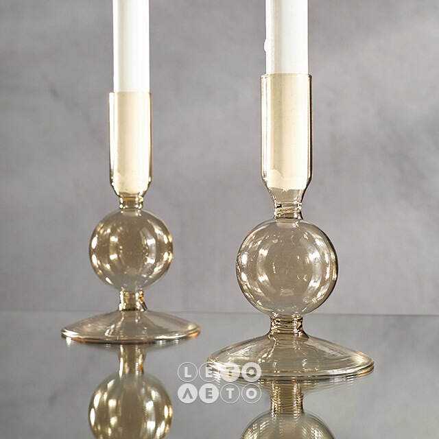 Стеклянный подсвечник Del Vetro - Arosa 14*8 см светло-коричневый Koopman