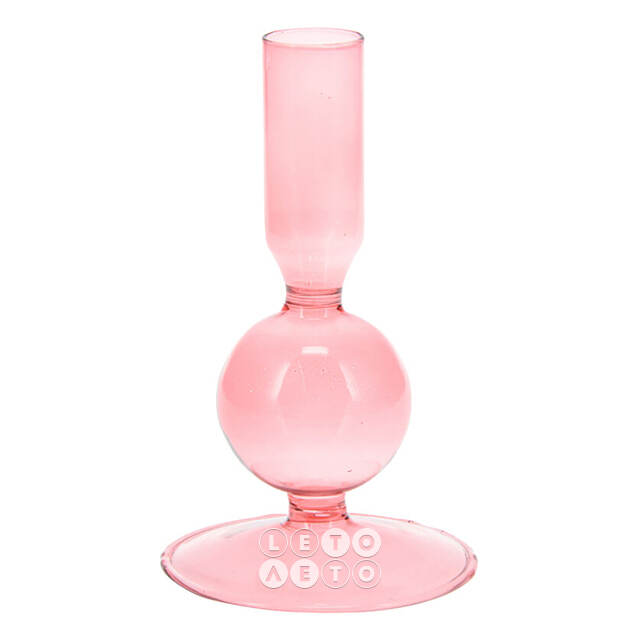Стеклянный подсвечник Del Vetro - Belluno 14*8 см розовый Koopman