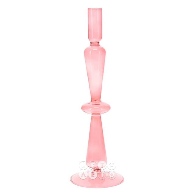 Стеклянный подсвечник Del Vetro - Belluno 30*10 см розовый Koopman