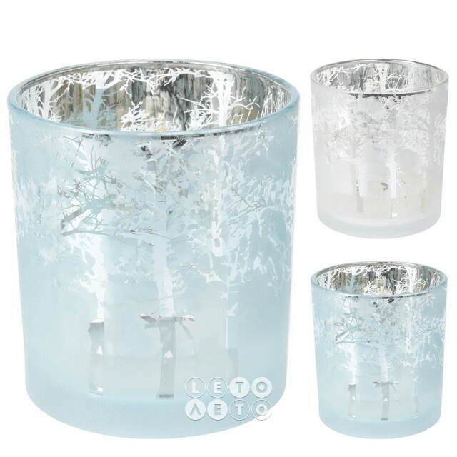 Стеклянный подсвечник Foresta di Gelo 8 см, белый Koopman