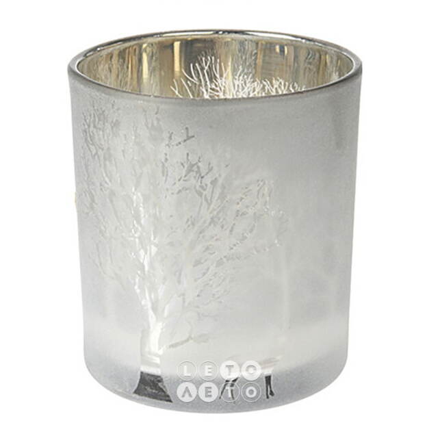 Стеклянный подсвечник Foresta di Gelo 8 см, серебряный Koopman