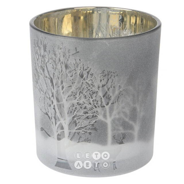 Стеклянный подсвечник Foresta di Gelo 8 см, серый Koopman