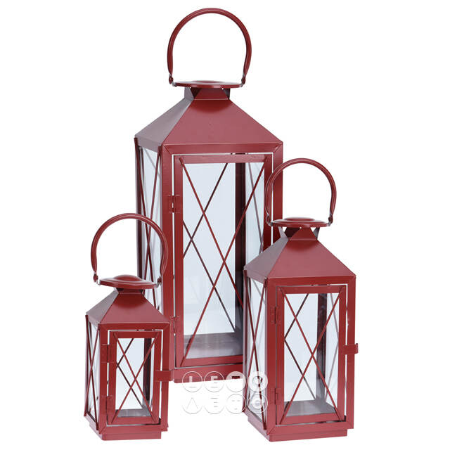 Металлический подсвечник фонарь Blumberg 34 см красный Koopman