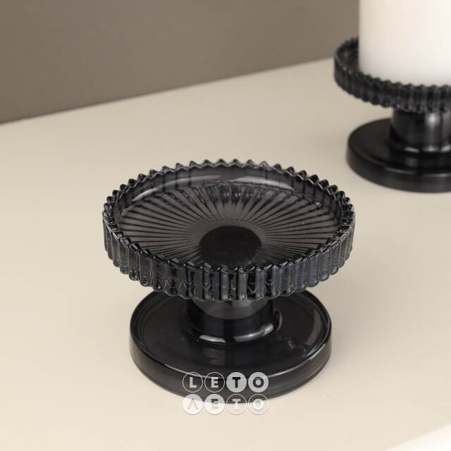 Стеклянный подсвечник Flosso 10 см черный Koopman