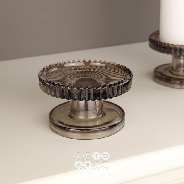 Стеклянный подсвечник Flosso 10 см дымчатый Koopman
