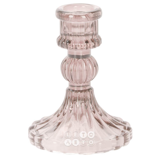 Стеклянный подсвечник Callisto 10 см светло-розовый Koopman