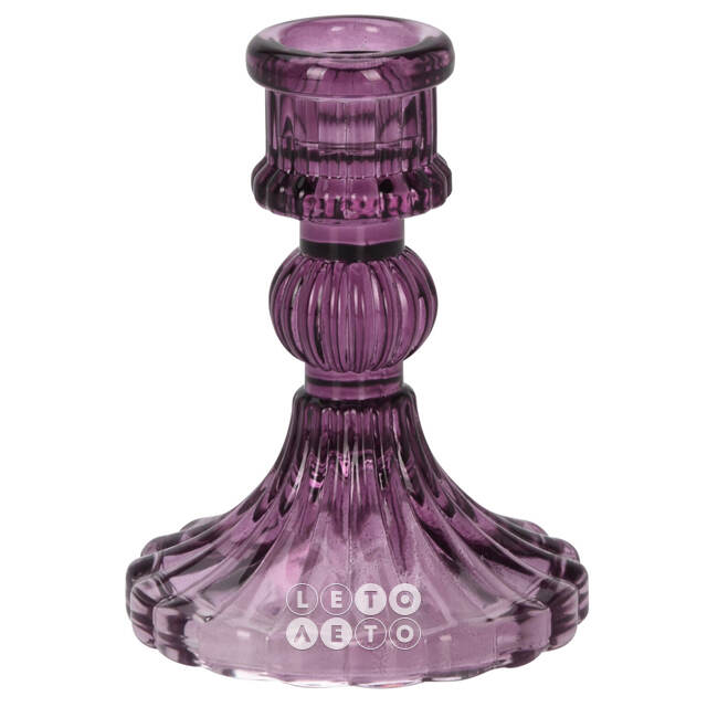 Стеклянный подсвечник Callisto 10 см сливовый Koopman