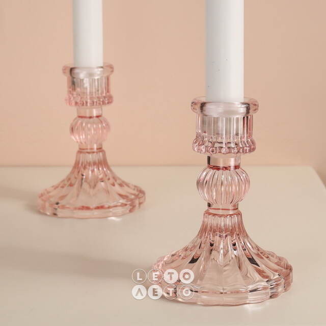 Стеклянный подсвечник Callisto 10 см светло-розовый Koopman