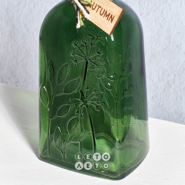 Стеклянная ваза-бутылка Веридиан Блум 19 см оливковая Koopman (Купман)