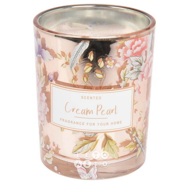 Ароматическая свеча Denise - Cream Pearl 10 см, в стеклянном стакане Koopman