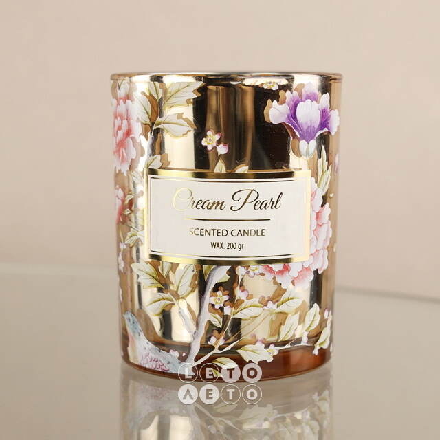 Ароматическая свеча Denise - Cream Pearl 10 см, в стеклянном стакане Koopman