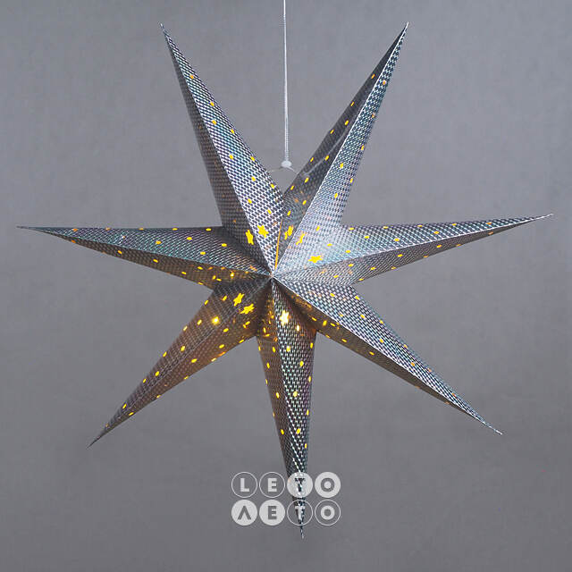 Светильник звезда из бумаги Silver Star 60 см, 10 теплых белых LED ламп, на батарейках Koopman