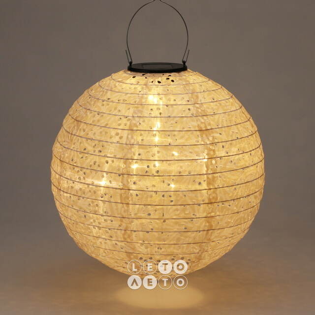 Китайский фонарик на солнечной батарее Solar Barton Stacy 30 см бежевый, IP44 Koopman