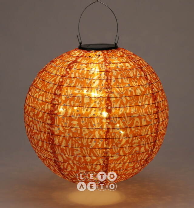 Китайский фонарик на солнечной батарее Solar Barton Stacy 30 см оранжевый, IP44 Koopman