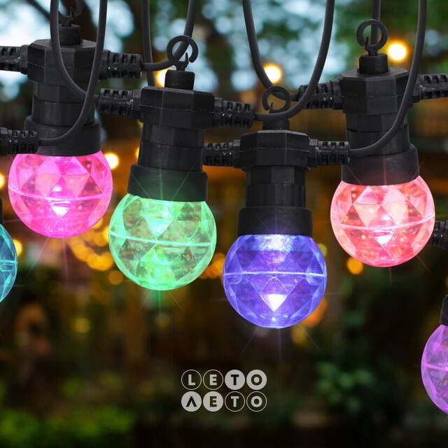 Гирлянда из лампочек West Linton, 10 ламп, разноцветные LED, 7.5 м, черный ПВХ, таймер, IP44 Koopman
