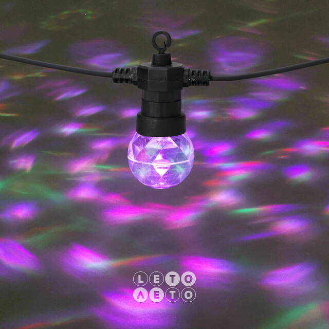 Гирлянда из лампочек West Linton, 10 ламп, разноцветные LED, 7.5 м, черный ПВХ, таймер, IP44 Koopman