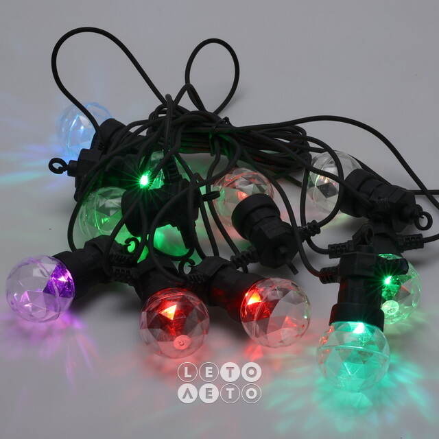 Гирлянда из лампочек West Linton, 10 ламп, разноцветные LED, 7.5 м, черный ПВХ, таймер, IP44 Koopman