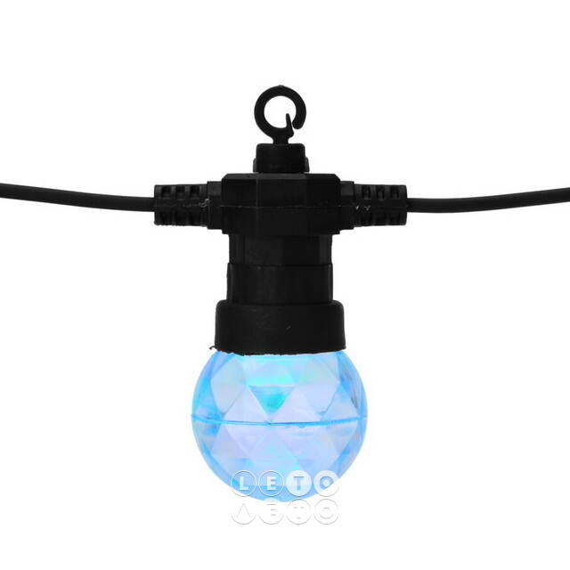 Гирлянда из лампочек West Linton, 10 ламп, разноцветные LED, 7.5 м, черный ПВХ, таймер, IP44 Koopman