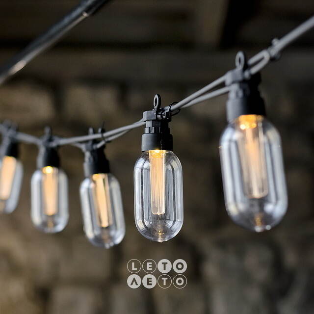 Гирлянда из лампочек Duette 4.5 м, 10 ламп, теплые белые LED, черный ПВХ, IP44 Koopman
