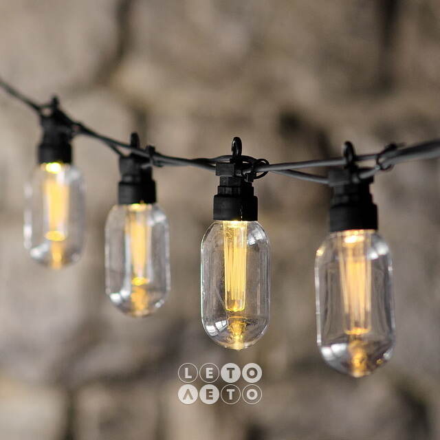 Гирлянда из лампочек Duette 4.5 м, 10 ламп, теплые белые LED, черный ПВХ, IP44 Koopman