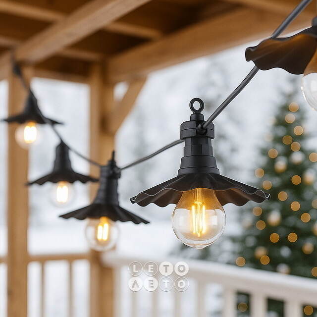 Гирлянда из лампочек Аркадия 2.5 м, 6 ламп, теплые белые LED, черный ПВХ, IP44 Koopman (Купман)