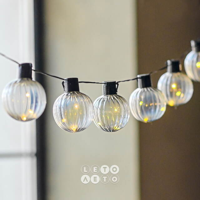 Гирлянда из лампочек Pereira 1.8 м, 10 ламп, теплые белые LED, черный ПВХ, IP44 Koopman