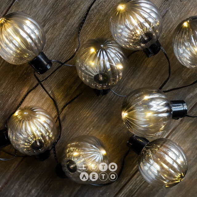 Гирлянда из лампочек Pereira 1.8 м, 10 ламп, теплые белые LED, черный ПВХ, IP44 Koopman