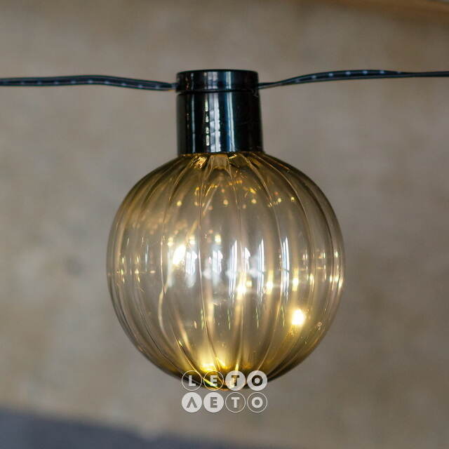 Гирлянда из лампочек Pereira 1.8 м, 10 ламп, теплые белые LED, черный ПВХ, IP44 Koopman
