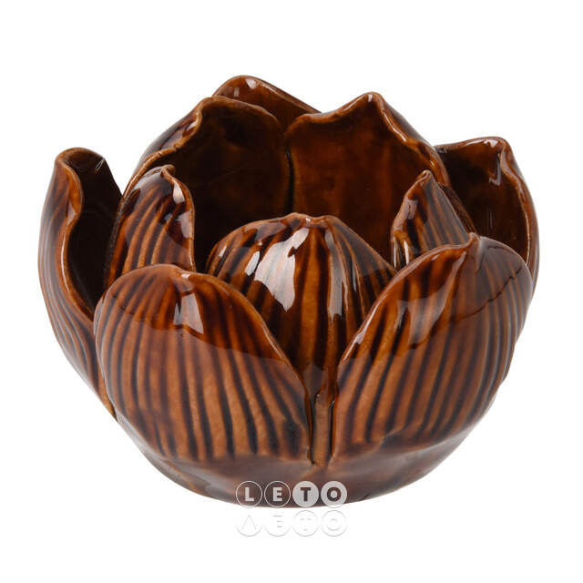 Керамический подсвечник Lotus 9 см махагон Koopman