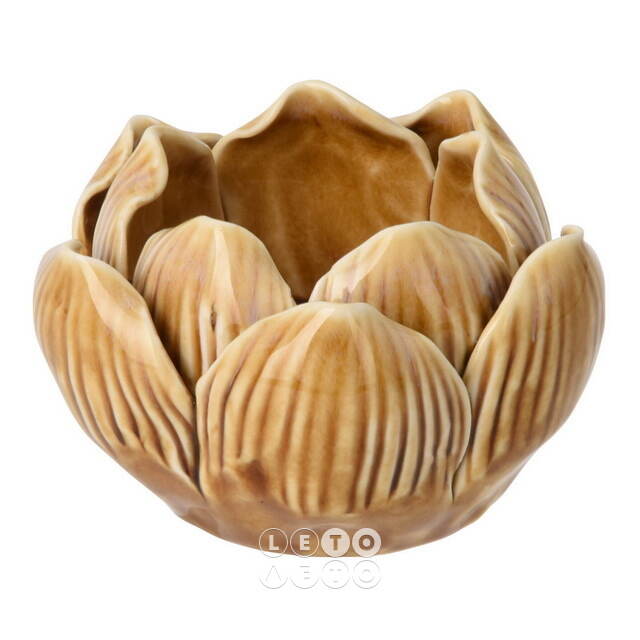 Керамический подсвечник Lotus 9 см бежевый Koopman