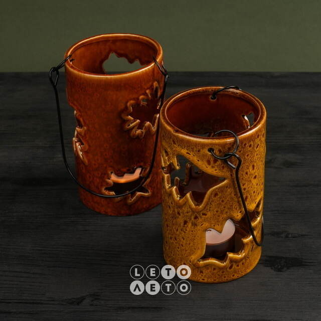 Керамический подсвечник Bygone Times 14 см оранжевый Koopman