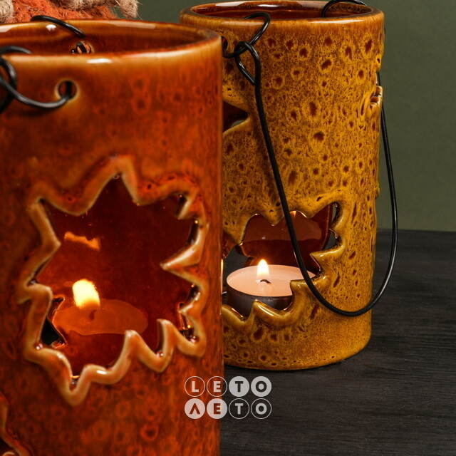 Керамический подсвечник Bygone Times 14 см охра Koopman
