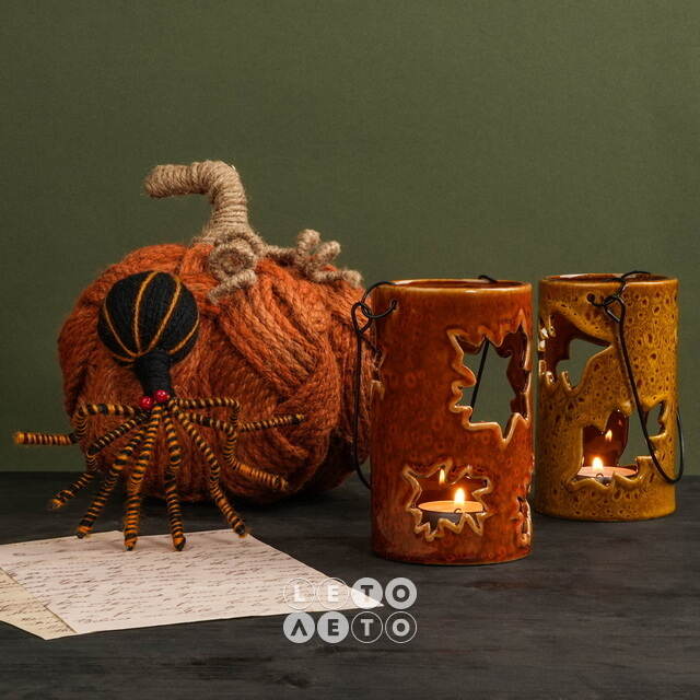 Керамический подсвечник Bygone Times 14 см оранжевый Koopman