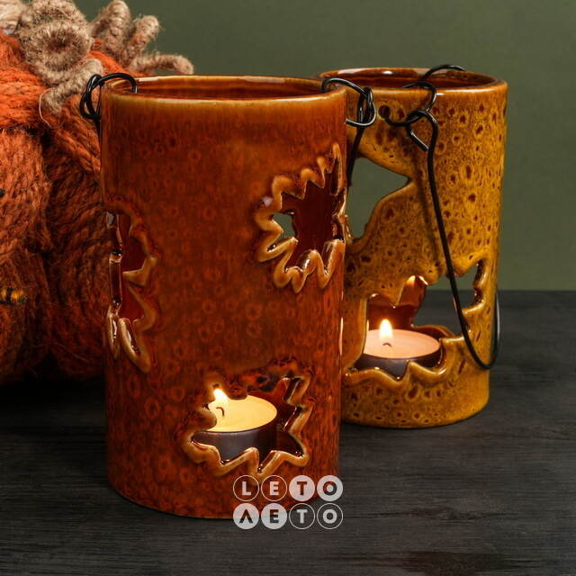 Керамический подсвечник Bygone Times 14 см оранжевый Koopman