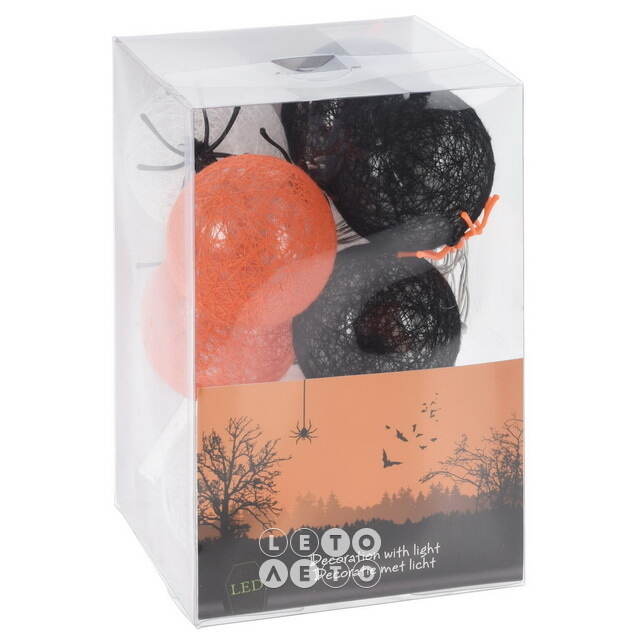 Светодиодная гирлянда Halloween - Пауки 1.35 м, 10 теплых белых LED ламп Koopman