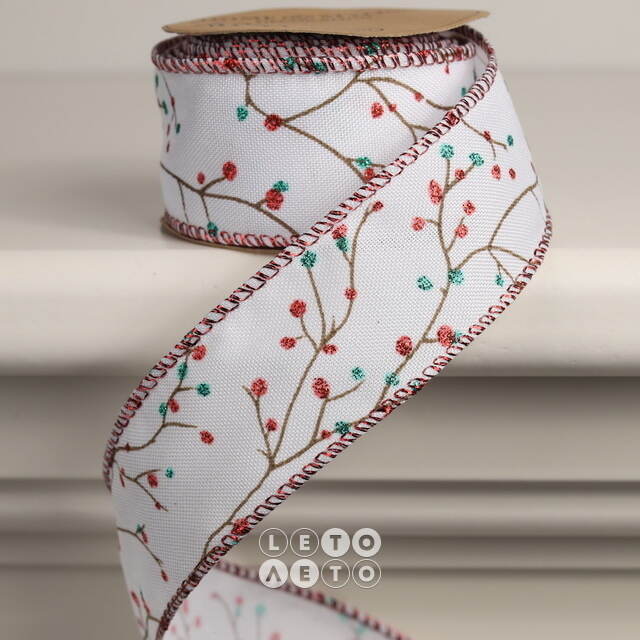 Декоративная лента Зимние Ягоды 270*4 см белая Koopman