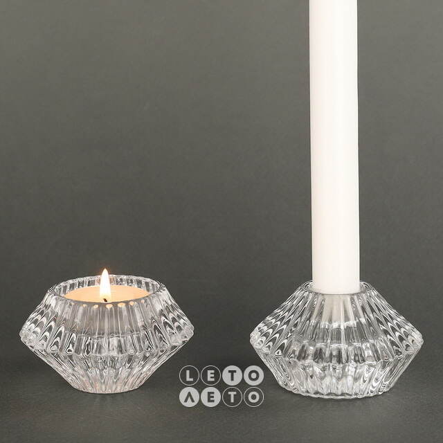 Стеклянный подсвечник Josephine 7 см прозрачный, двусторонний Koopman