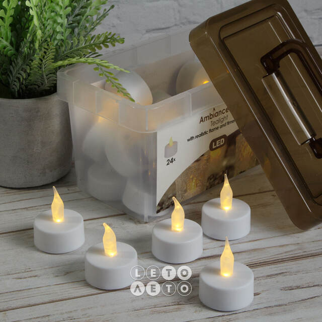 Чайная светодиодная свеча Classic в коробке, 24 шт, таймер, на батарейках Koopman