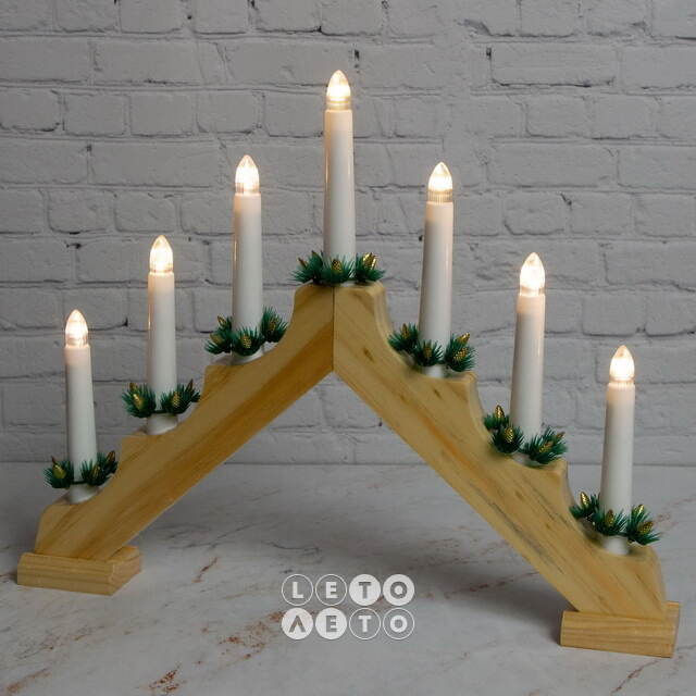 Светильник-горка Этери 40*31 см бежевая, 7 свечей с теплыми белыми LED Koopman