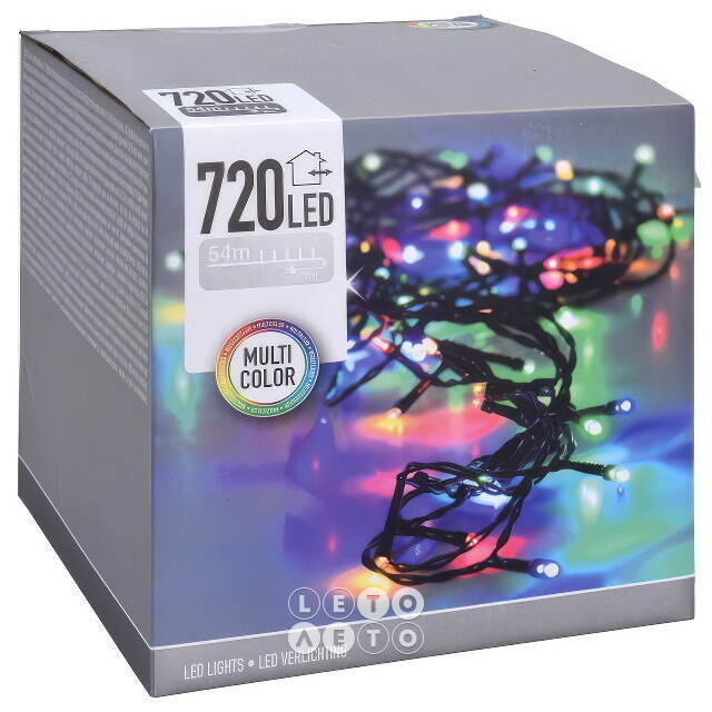 Светодиодная гирлянда Koopman Comfort Steady 54 м, 720 разноцветных LED ламп, зеленый ПВХ, контроллер, таймер, IP44 Koopman (Купман)