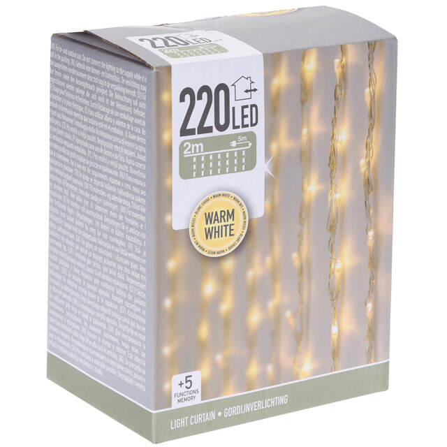 Светодиодный Водопад Koopman 2*1 м, 220 теплых белых LED ламп, прозрачный ПВХ, контроллер, IP44 Koopman