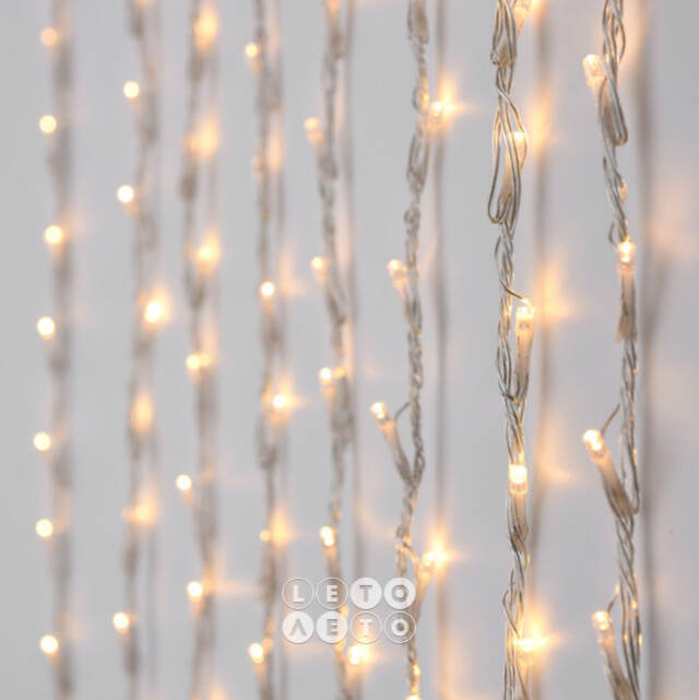 Светодиодный водопад Koopman 1*2 м, 320 теплых белых LED ламп, прозрачный ПВХ, контроллер, IP44 Koopman