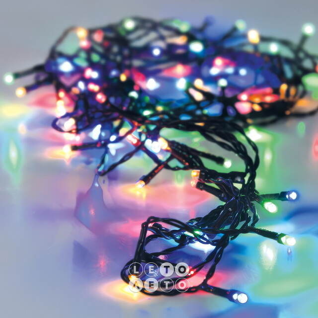 Светодиодная гирлянда Koopman Comfort 6 м, 80 разноцветных LED ламп, зеленый ПВХ, контроллер, таймер, IP44 Koopman (Купман)
