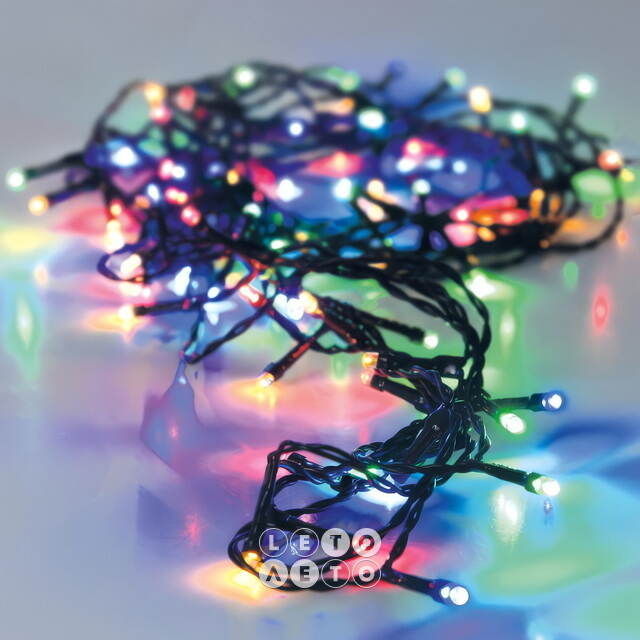 Светодиодная гирлянда Koopman Comfort 18 м, 240 разноцветных LED ламп, зеленый ПВХ, контроллер, таймер, IP44 Koopman (Купман)