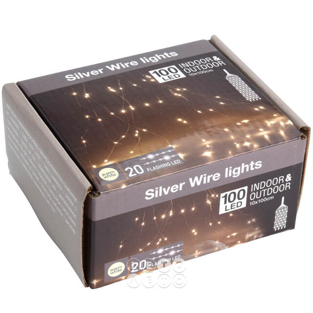 Гирлянда Лучи Росы 10*2 м, 200 теплых белых мини LED ламп с мерцанием, серебряная проволока, IP44 Koopman