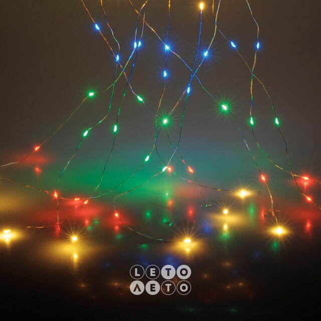 Гирлянда Лучи Росы 10*3 м, 300 разноцветных мини LED ламп, серебряная проволока, IP44 Koopman