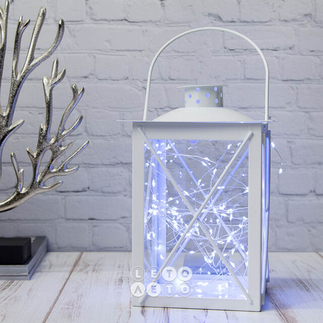Светодиодная гирлянда Капельки на батарейках 80 холодных белых мини LED ламп 4 м, серебряная проволока, IP20 Koopman