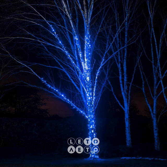 Гирлянды на дерево Клип Лайт Quality Light 100 м, 1000 синих LED ламп, черный ПВХ, IP44 BEAUTY LED