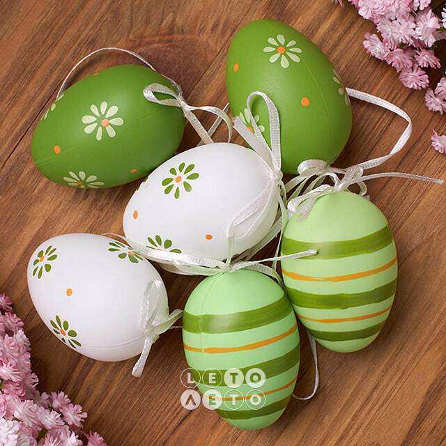 Пасхальные подвески Яйца - Green Easter 6 см, 6 шт Breitner